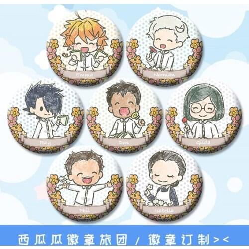 58mm Brooch Anime The Promised Neverland badge pins Emma Norman Ray Icons
