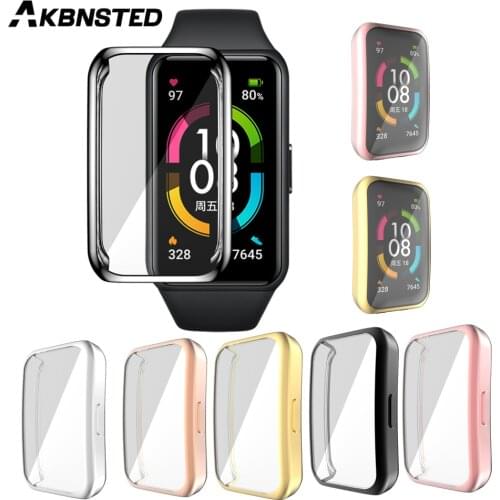 AKBNSTED Case Cover For Huawei Honor Band 6 Soft TPU Protection Frame For Honor Band 6 Smart Watch Silicone Full Protector Shell