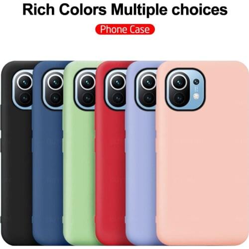 Shell For Xiaomi Mi 11 6.81 inch Colorful Liquid Silicone Phone Case for xiaomi xiomi xaomi mi 11 Shockproof Ultra Soft Cover