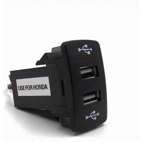 Dual USB Power Socket with Audio Port for iPhone Charger Smart Phone for Honda Civic Spirior CRV Fit Jazz City Accord Odyssey