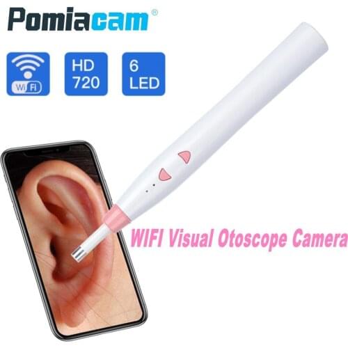F180 HD 720P Wifi Visual Ear Endoscope Camera 5.5 mm Lens Ear Cleaner Earpick Otoscope with 6 LED Support Video Photo Recording