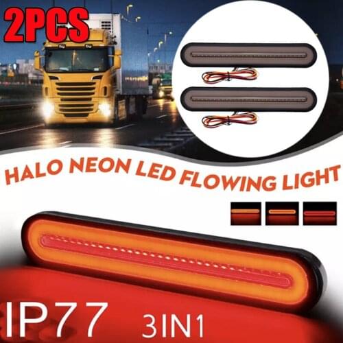 1 Pair Truck Trailer Side Light High Brake Light Tail Light Waterproof 4 Wire 12-24V Integrated Flowing Water Turn Signal Lamps