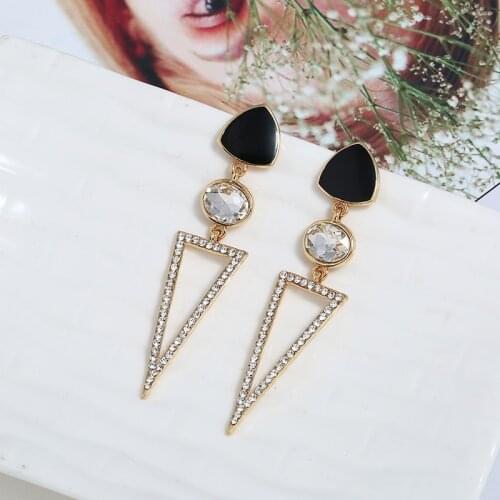 Hot Fashion Jewelry Goldr Plated Double Triangles Stud Earrings Plugs Earrings for Women Girl crystal Elegant Earrings