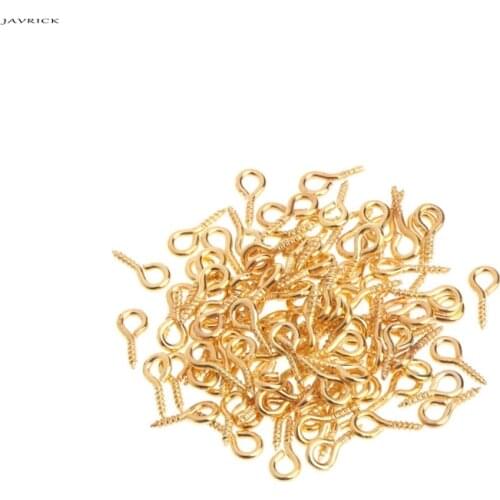 JAVRICK 100 Pcs DIY Fashion Jewelry Accessory Screw Claw Golden Silver Accessories Mini Eye Pins Bolt Bail Pendant Making parts