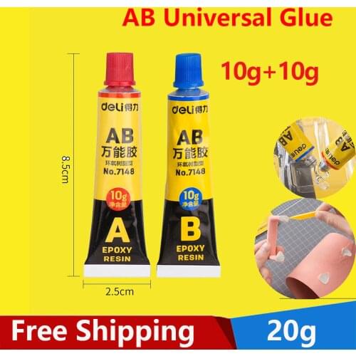 AB Glue Deli Transparent Strong Glue Epoxy Resin AB Adhesive Glue Metal Mold Glue 20g High Viscosity Universal Glue 7148