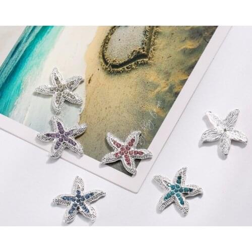 Rhinestone button 23mm Invitation Embellishment for DIY crafts starfish decorative accessories 100PCS/lot(BTN-5399)