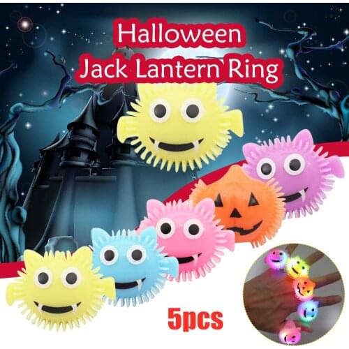 Halloween Flash Led Light Pumpkins Finger Ring Hallowmas Party Props Luminous Toys Hallowmas Holiday Decoration Kids Gift