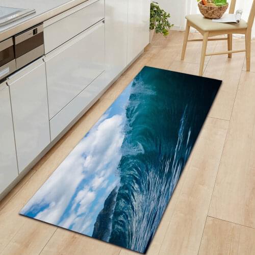 Ocean Series Home Essentials Kitchen Carpet Entrance Doormat Modern Soft Flannel Bedroom Floor Living Room Rug Non-Slip Bath Mat