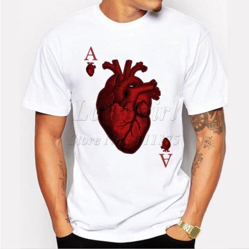 New arrivals 2019 mens fashion designer heart poker t-shirt Harajuku funny tee shirts Hipster O-neck cool tops