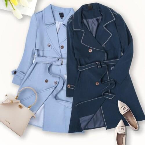 Plus Size Womens Trench Moms Coat Spring Autumn Middle-aged Double-breasted Long Windbreaker Ladies Casual Coat Office Clothing