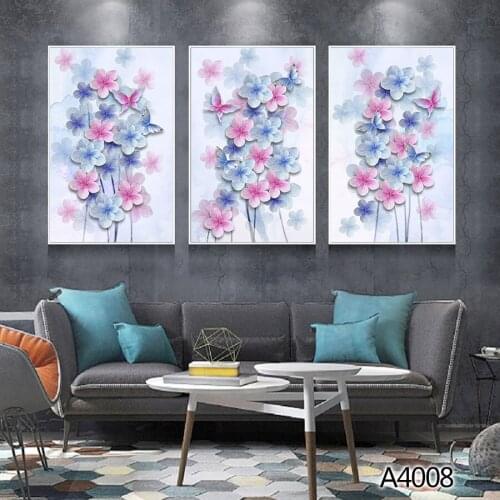Modern Abstract Oil Painting Print on Canvas 3pcs Modular Color Flower Canvas Printing Wall Art Picture Painting for Home Decor