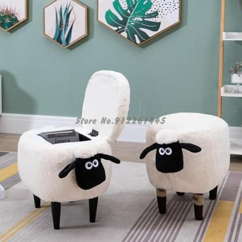 Creative lamb Sean changing shoe stool, low stool, makeup stool, household shoe stool, dressing stool, storage of solid wood foo