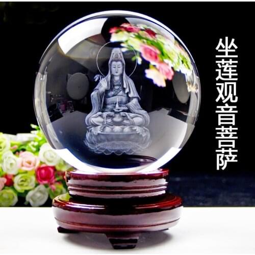 TOP GOOD 2 pieces Talisman-Guanyin Buddha Money Drawing Martial god of wealth guan gong FENG SHUI Figurine 3D Crystal statue