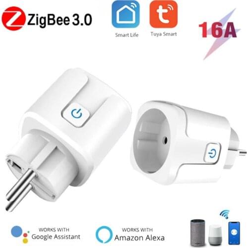 16A Zigbee / WiFi Smart Plug Socket With Power Energy Monitor EU Multi Plug Tuya APP Control Works With Alexa Google Assistant