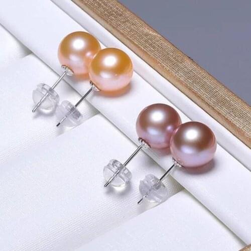Gorgeous 10-11mm south sea round gold pink pearl earring 18k