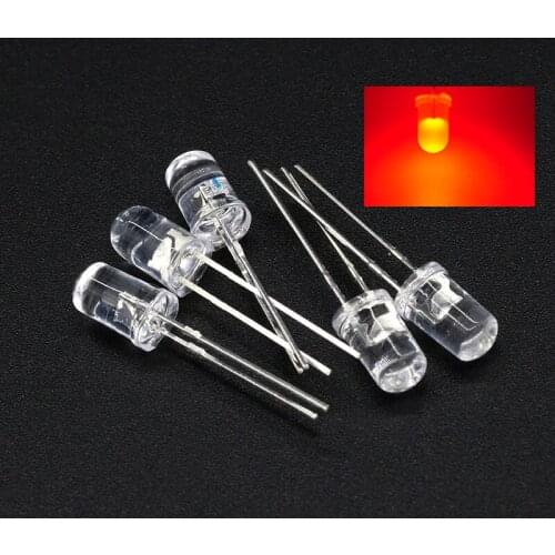 100PCS 5mm Round Red Super bright emitting diode LED Light 5000MCD