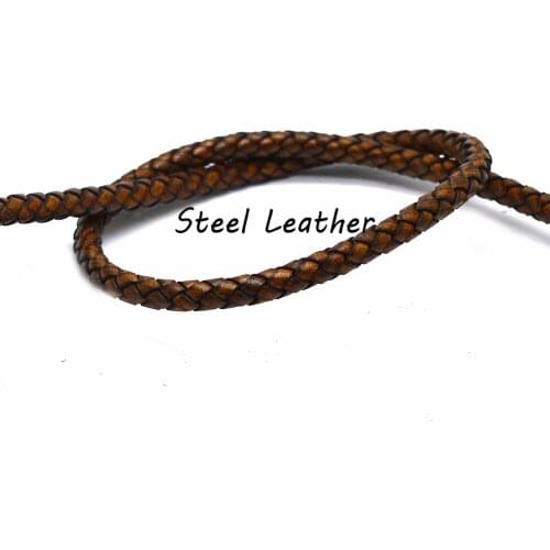 2m/lot Approx 6mm antique orange Genuine Leathers Round Real Leather Cords Jewelry Accessories Woven Ropes Genuine Leather Cord