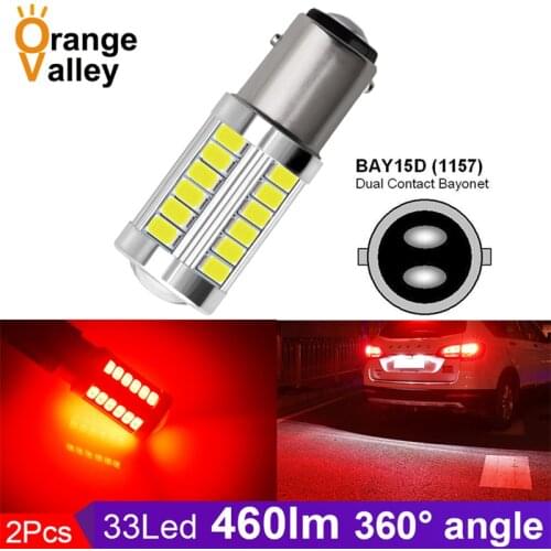 2Pcs 1157 Bay15d Car LED Brake Lights P21/5W 33 SMD 5630 Auto Stop Lamps Tail Light White Red Amber DC12V Bulbs