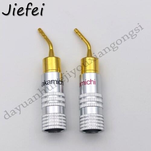 2pcs New High Quality 24K Gold Plated Nakamichi Speaker Pin Angel 2mm Pin Banana Screw Lock Plug Connector