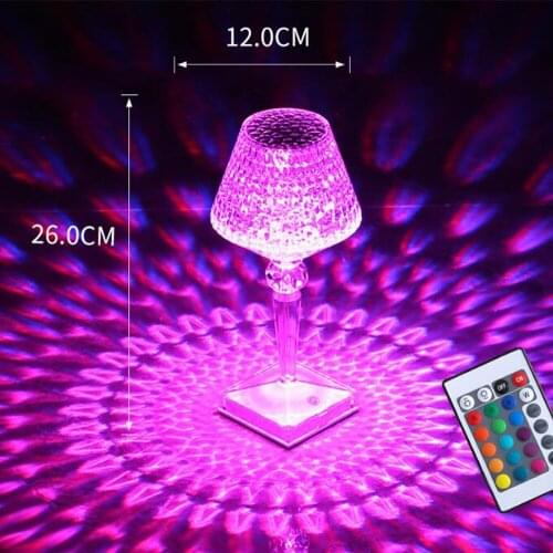 2PCS Changeable Color USB Touch Diamond Night Light Table Bedside Lamp For Bedroom Acrylic Decoration LED Modern Table Bed Lamps
