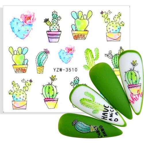 2021 Newest Designs Nail Art Stickers Sliders Cactus Abstract Woman Polish Foil Nail Wraps Water Transfer Decals