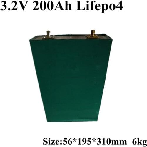 4pcs/lot 200Ah Lifepo4 Rechargeable LiFePo4 Storage Batteries Lithium 3.2v 200ah Battery for Solar Storage