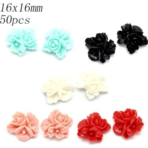 50Pcs Mixed Resin Flower Decoration Crafts Beads Flatback Cabochon Scrapbook DIY Embellishments Accessories Buttons