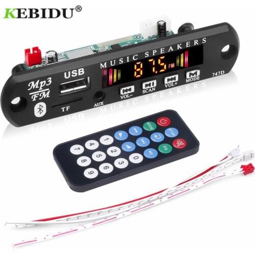 KEBIDU 12V Car MP3 Wireless Bluetooth Audio Module WMA Decoder Board USB AUX TF FM Radio Module 2*3W Amplifier