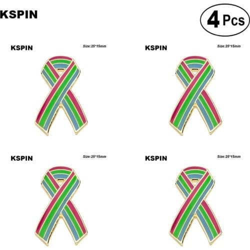 Polysexual pride Bow Lapel Pin Flag badge Brooch Pins Badges 4pcs