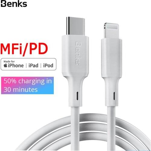 Benks M13 Official Certification MFi PD Type C To Apple Fast Charging Transmission Cable For iPad iPhone 12 Mini Pro Max XS XR
