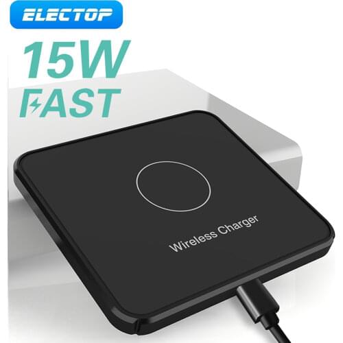 ELECTOP 15W Qi Wireless Charger For iPhone 11 Pro XS Max X Xr 8 Induction Fast Wireless Charging Pad For Samsung S20 Xiaomi mi 9