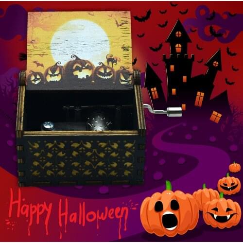 Art Craft Handmade Music Wooden Box Halloween Gift Black Holiday Gift