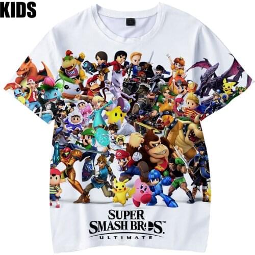 2 to 14 years old Childrens T-shirt Casual Game Super Smash Bros Ultimate T Shirt Men Women Tee Summer Breathable Students Tops