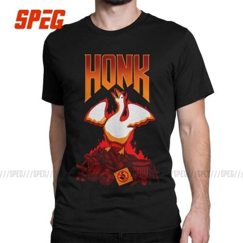 Men Untitled Goose Game HONK T Shirts Cotton Clothing Novelty Short Sleeve O Neck Tees Adult 4XL 5XL Plus size Summer T-Shirts