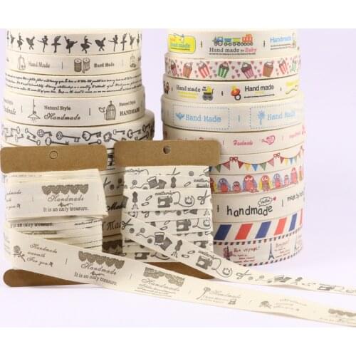 5Yards Handmade Printed Cotton Ribbon DIY Romantic Gift Wrap Ribbon DIY Clothing Sewing Fabric Sewing Packing Decor Webbing