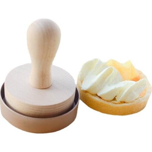 Egg Tart Tool Sturdy Non-stick Simple Baking Cake DIY Egg Tart Tamper Wood Pastry Pusher Aluminium Alloy Round Tray Tower Mold