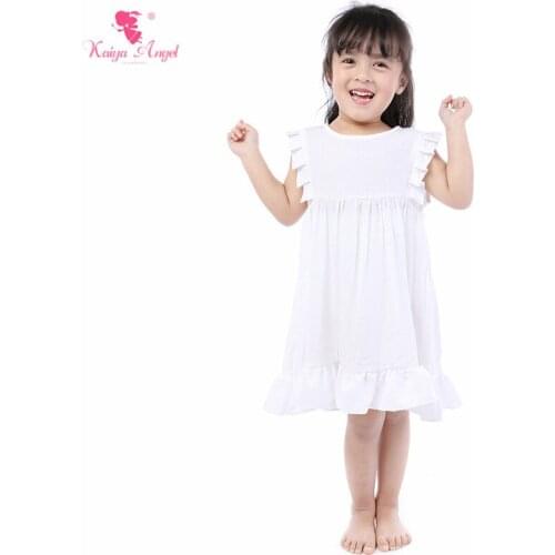 Kaiya Angel 2019 New Baby Girl Summer Solid White Boutique Toddlers Kids Children Clothes Sleeveless Dress Factory Wholesale