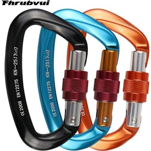 3 Pcs Mountaineering Caving Rock Climbing Carabiner D Shaped Safety Master Screw Lock Buckle Escalade Equipement