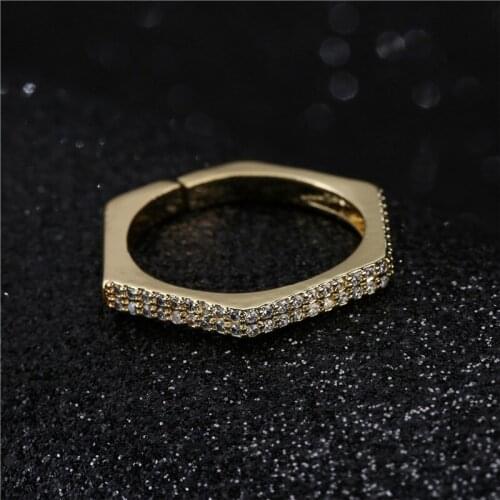 Vintage Design Irregular Geometric Ring Luxury Bling AAA CZ Open Ring Female Party Jewelry Accessories Wholesale