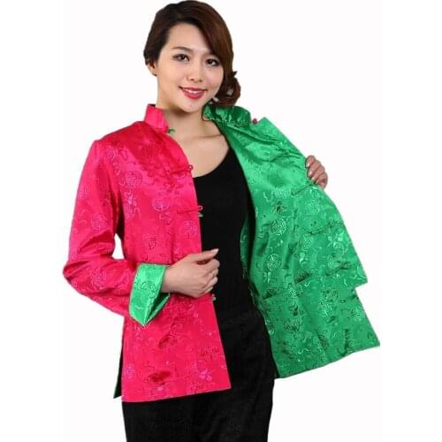 Novelty Two-side Women Jacket Coat Reversible Satin Outerwear Chinese Lady Traditional Kung Fu Clothing S M L XL XXL XXXL