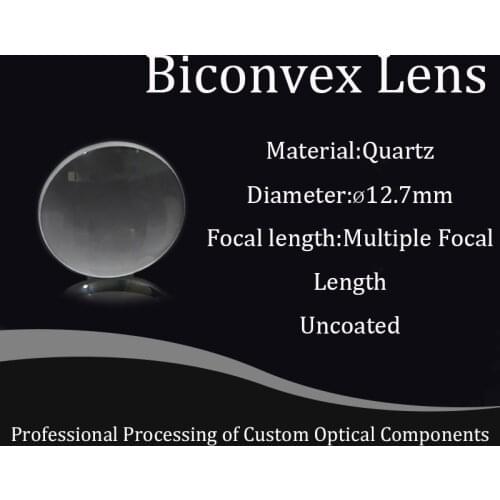 Quartz material with 12.7mm diameter biconvex lens pure white glass high precision focusing and concentrating material