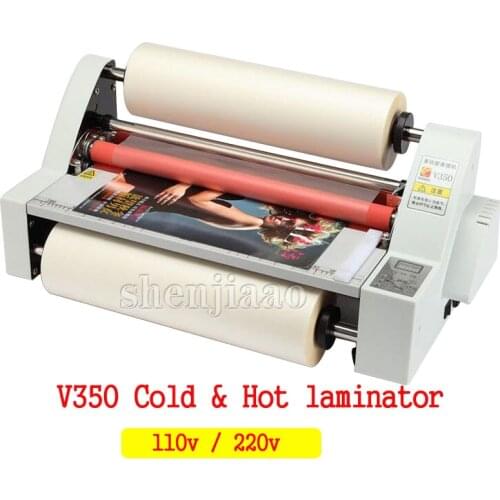 Hot Roll Laminating Machine 13" V350 Cold Hot laminator Four Rollers Heating Mode Sealing Width 35cm 220v/110V 1pc
