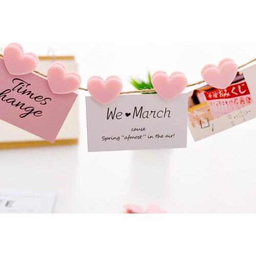 5PCS Mini love clip for photo folder clothespin craft postcard holder family wedding decoration craft decoration clip hook