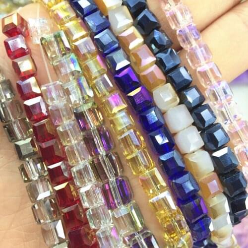 Fashion crystal glass 10mm square cube faceted 13 style colorful diy jewelry loose spacers accessories findings beads 20pcs B988