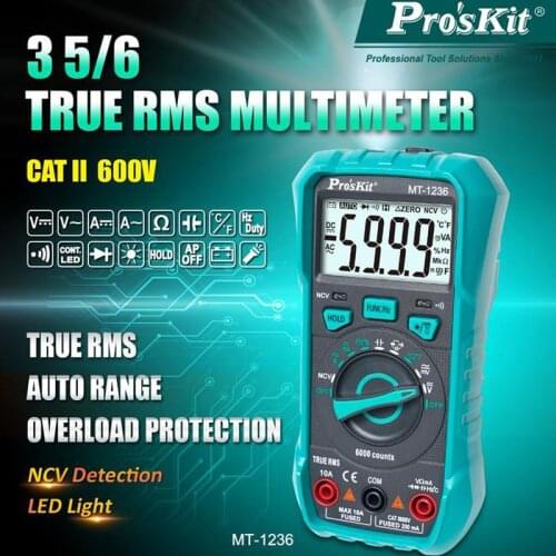 Proskit 6000 Digital Auto Range Multimeter True Rms NCV Tester Multi Meter Professional AC/DC Voltage Ohm Transistor Lcr Meter