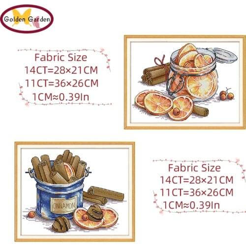 GG Lemon&Cinnamon Stamped Cross Stitch Kits Embroidery Needlework Set 11CT 14CT Chinese Cross Stitch Pattern for Home Decor