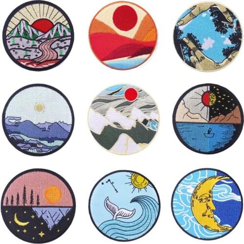 Wilderness Patch DIY Iron On Patches Embroidery Patch For Clothing Stickers Patches For Clothes Outdoor Jacket Applique Stripe