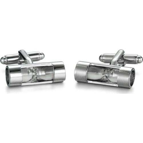 New fashion silvery hourglass concise design style Cufflinks mens clothing accessories 1 double free shipping