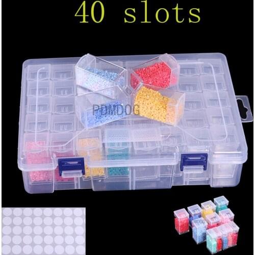 Plastic Diamond Painting Accessories 40 Bottles Box Container Storage Box Diamant Painting Holder Diamond Mosaic Embronience Box