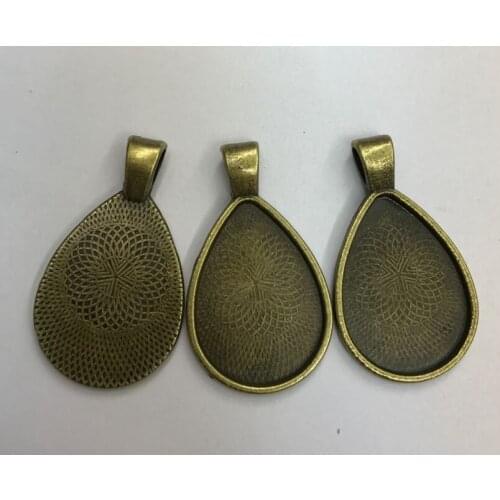 50pcs Wholesale Zinc Alloy Antique Bronze Pendant Blank with Inner 18*25mm Bezel Setting Tray for Cameo Cabochons